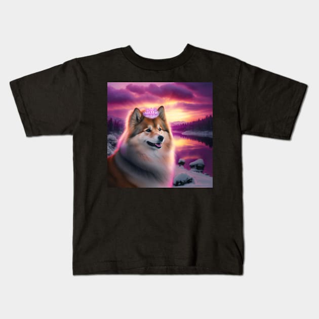 Finnish Lapphund Portrait Kids T-Shirt by Enchanted Reverie